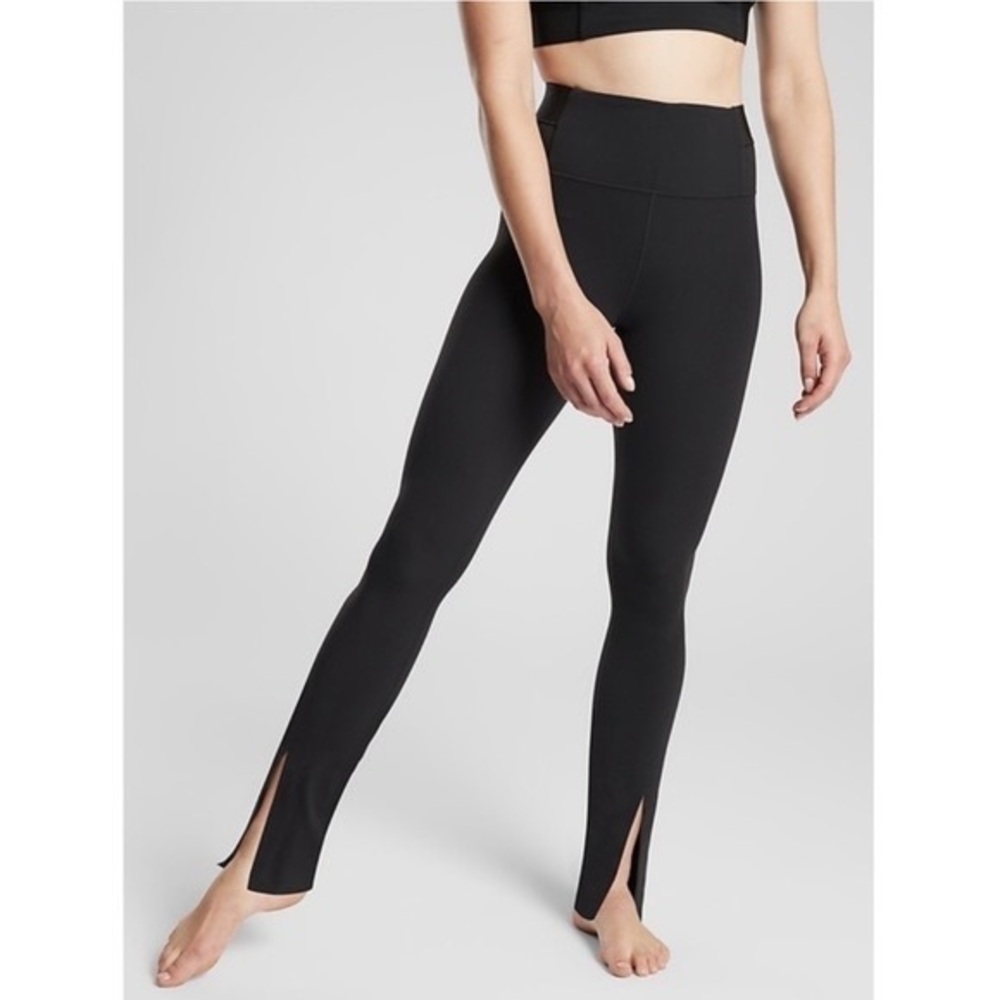 Athleta‎ Aura Split Pants Yoga Leggings High Rise Black Small